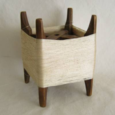 Wooden Thread Spool (Itomaki), w Cream Silk